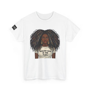 Afro Queen T-Shirt — "Healthy Hair Is The Flex" Graphic Tee