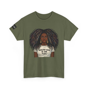 Afro Queen T-Shirt — "Healthy Hair Is The Flex" Graphic Tee
