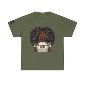 Afro Queen T-Shirt — "Healthy Hair Is The Flex" Graphic Tee