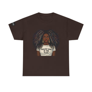 Afro Queen T-Shirt — "Healthy Hair Is The Flex" Graphic Tee