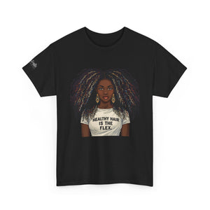 Afro Queen T-Shirt — "Healthy Hair Is The Flex" Graphic Tee