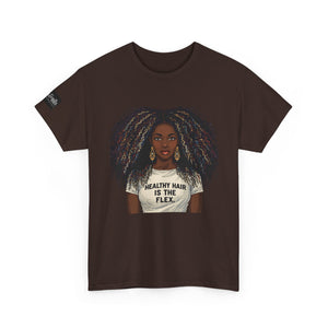Afro Queen T-Shirt — "Healthy Hair Is The Flex" Graphic Tee