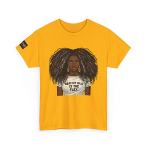 Afro Queen T-Shirt — "Healthy Hair Is The Flex" Graphic Tee