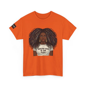 Afro Queen T-Shirt — "Healthy Hair Is The Flex" Graphic Tee