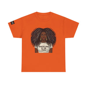 Afro Queen T-Shirt — "Healthy Hair Is The Flex" Graphic Tee