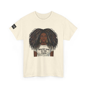 Afro Queen T-Shirt — "Healthy Hair Is The Flex" Graphic Tee