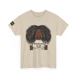 Afro Queen T-Shirt — "Healthy Hair Is The Flex" Graphic Tee