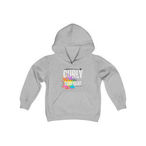 Kids Heavy Blend Curly, Cute, Confident Hooded Sweatshirt red