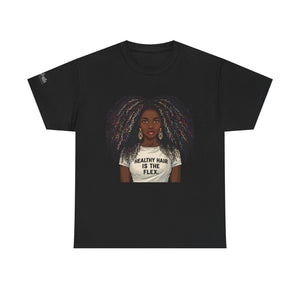Afro Queen T-Shirt — "Healthy Hair Is The Flex" Graphic Tee