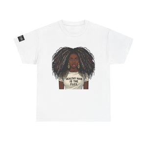 Afro Queen T-Shirt — "Healthy Hair Is The Flex" Graphic Tee