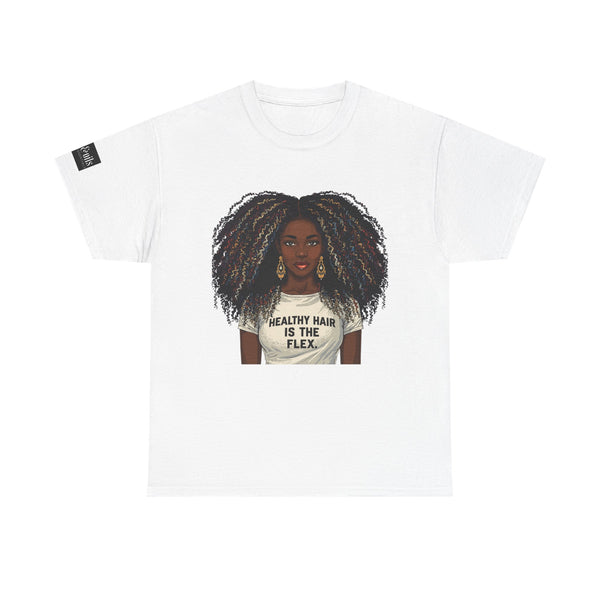 Afro Queen T-Shirt — "Healthy Hair Is The Flex" Graphic Tee