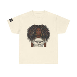 Afro Queen T-Shirt — "Healthy Hair Is The Flex" Graphic Tee