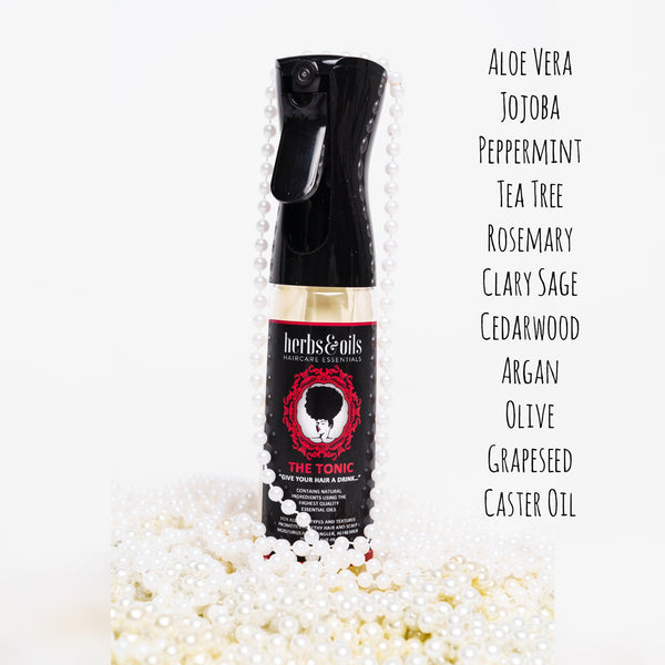 "The Tonic" hydrating, conditioning spray, aloe vera based, essential oils - 10 oz flairosol 360 degree bottle. hydrating hair spray, hair growth spray, natural hair moisturizer, leave in conditioner for dry hair, scalp stimulating spray, hair growth for thinning hair, detangling spray natural hair, moisturizer for braids and locs, beard conditioning spray, aloe vera hair spray